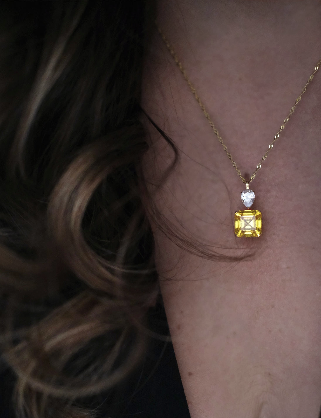 Collana Yellow Asscher & Goccia